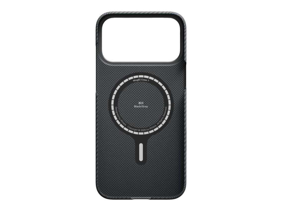 Funda PITAKA Ultra-Slim MagSafe para iPhone 17 Pro Max, color negro y gris.