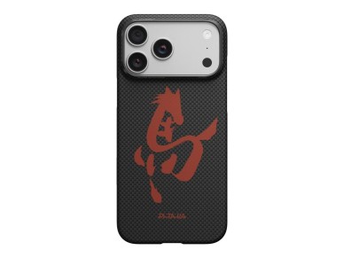 Capa PITAKA Edge com estampa de cavalo em tinta para iPhone 17 Pro.
