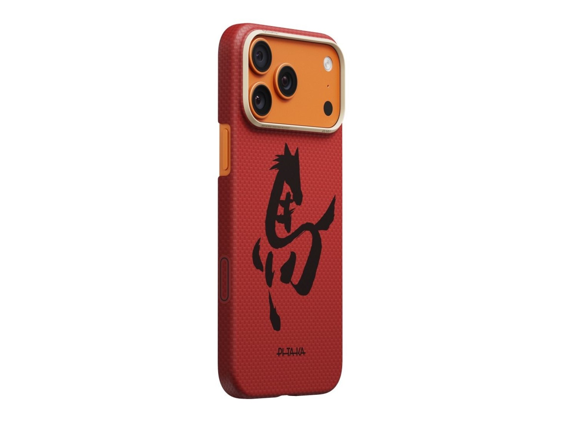 Capa PITAKA Edge com pintura de cavalo em tinta para iPhone 17 Pro cor cinábrio
