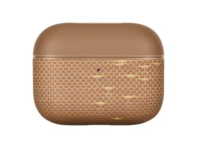 Capa PITAKA em fibra de aramida para AirPods Pro 3 com brilho dourado