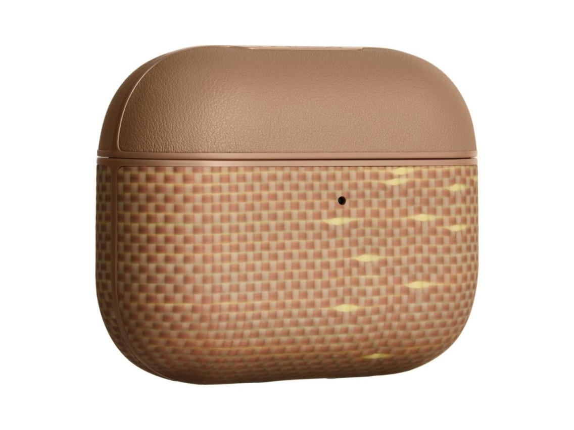 Capa PITAKA em fibra de aramida para AirPods Pro 3 com brilho dourado