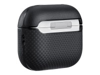 Capa PITAKA em fibra de aramida para AirPods Pro 3, preta e cinza. Capa PITAKA em fibra de aramida para AirPods Pro 3, preta e cinza.
