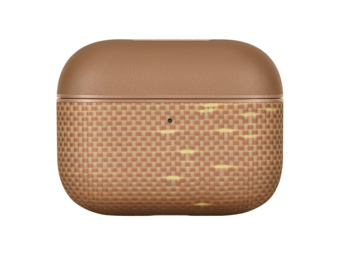 Capa PITAKA em fibra de aramida para AirPods Pro 3 com brilho dourado