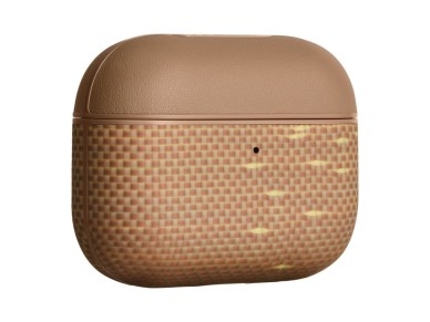 Capa PITAKA em fibra de aramida para AirPods Pro 3 com brilho dourado