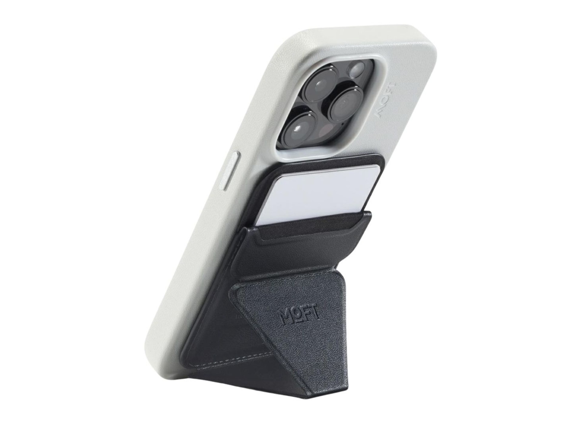 Cartera magnética y soporte para teléfono Moft Movas Snap-On MagSafe negra