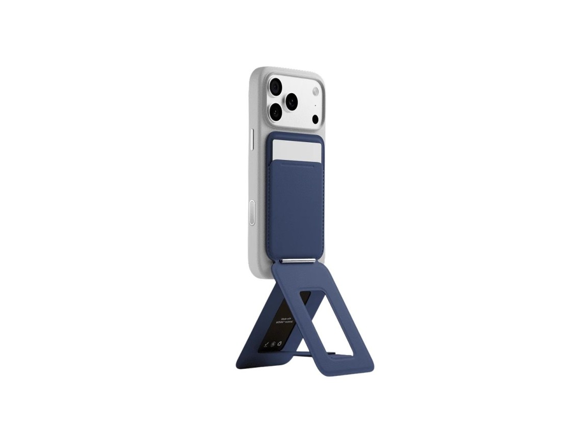 Moft Movas Snap Tripod MagSafe Magnetic Wallet and Phone Stand in navy blue