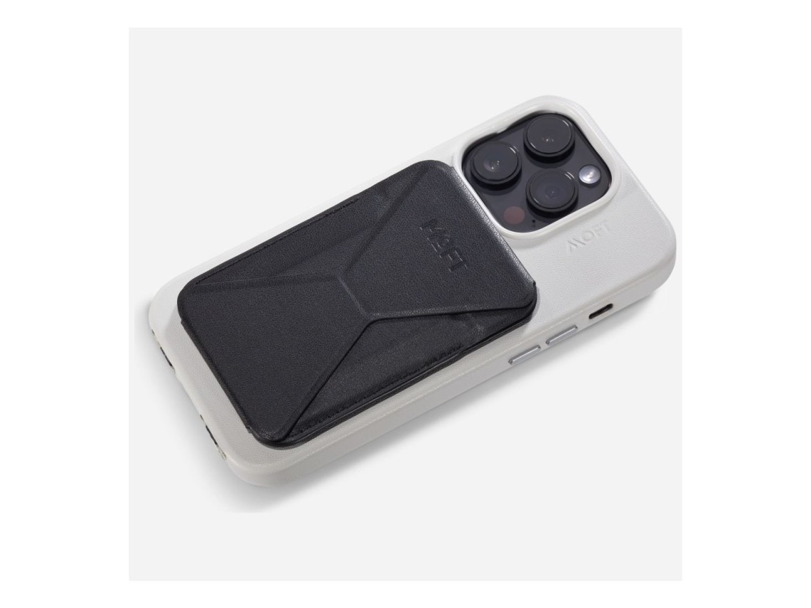 Cartera magnética y soporte para teléfono Moft Movas Snap-On MagSafe negra