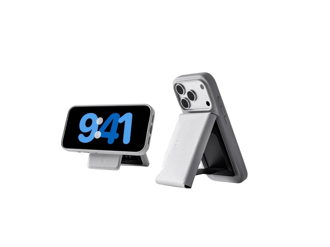 Carteira magnética Moft Agile Travel MagSafe para tripé na cor Misty Cove.