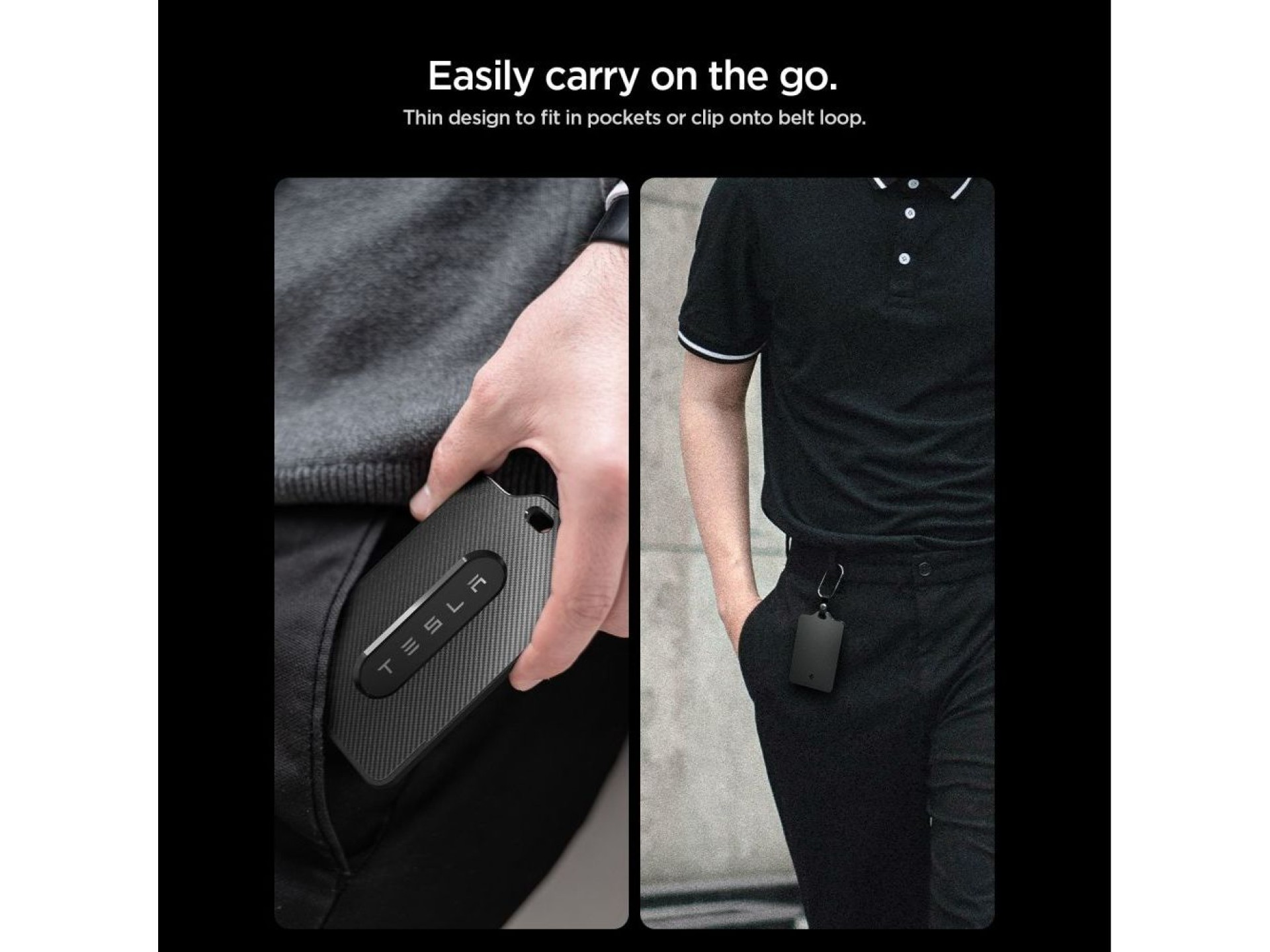 Spigen TO243 Tesla Key Card Holder for Car Keys - Black