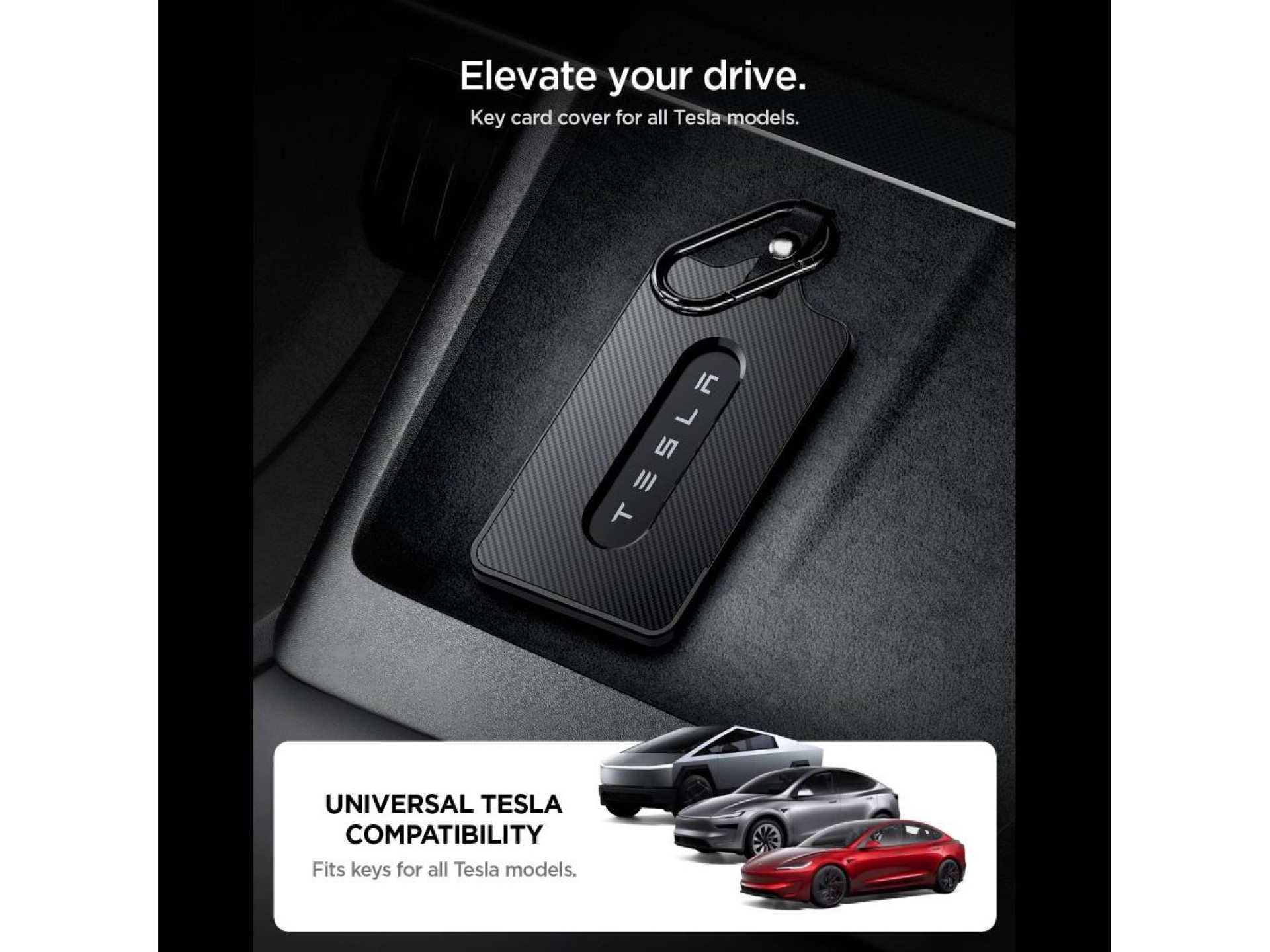 Spigen TO243 Tesla Key Card Holder for Car Keys - Black