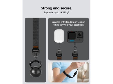 Alça de pulso ajustável universal Spigen para celular - Preta Alça de pulso ajustável universal Spigen para celular - Preta