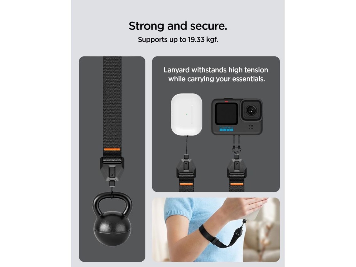 Spigen Universal Adjustable Lanyard Strap Wrist for Phone - Black