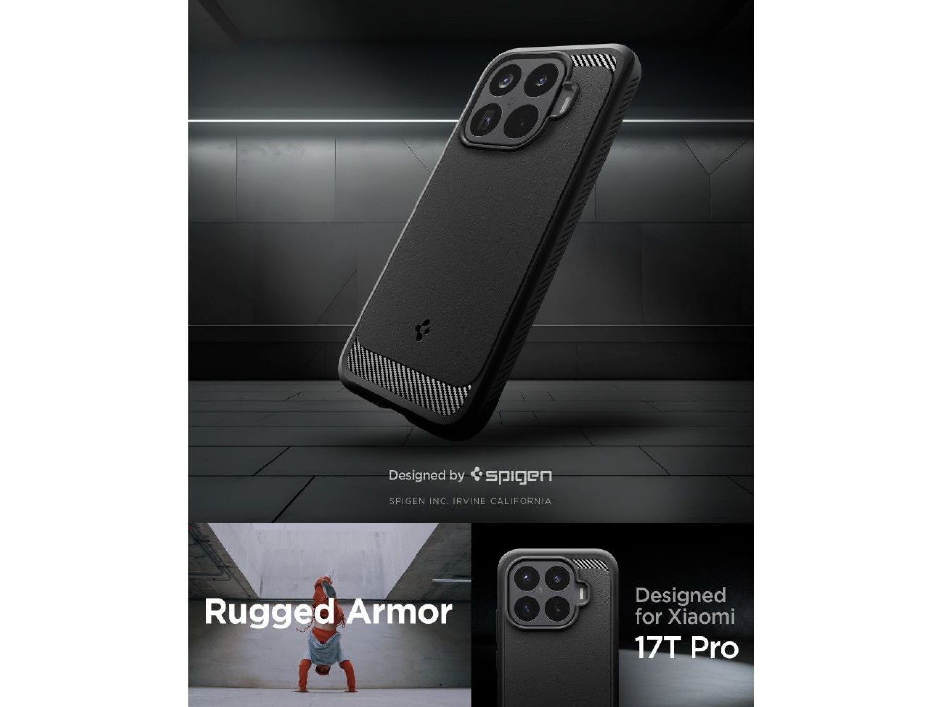 Funda Spigen Rugged Armor para Xiaomi 17T Pro - negro mate