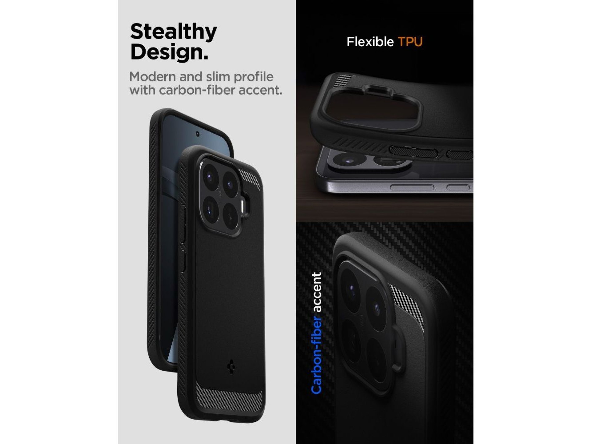 Funda Spigen Rugged Armor para Xiaomi 17T Pro - negro mate
