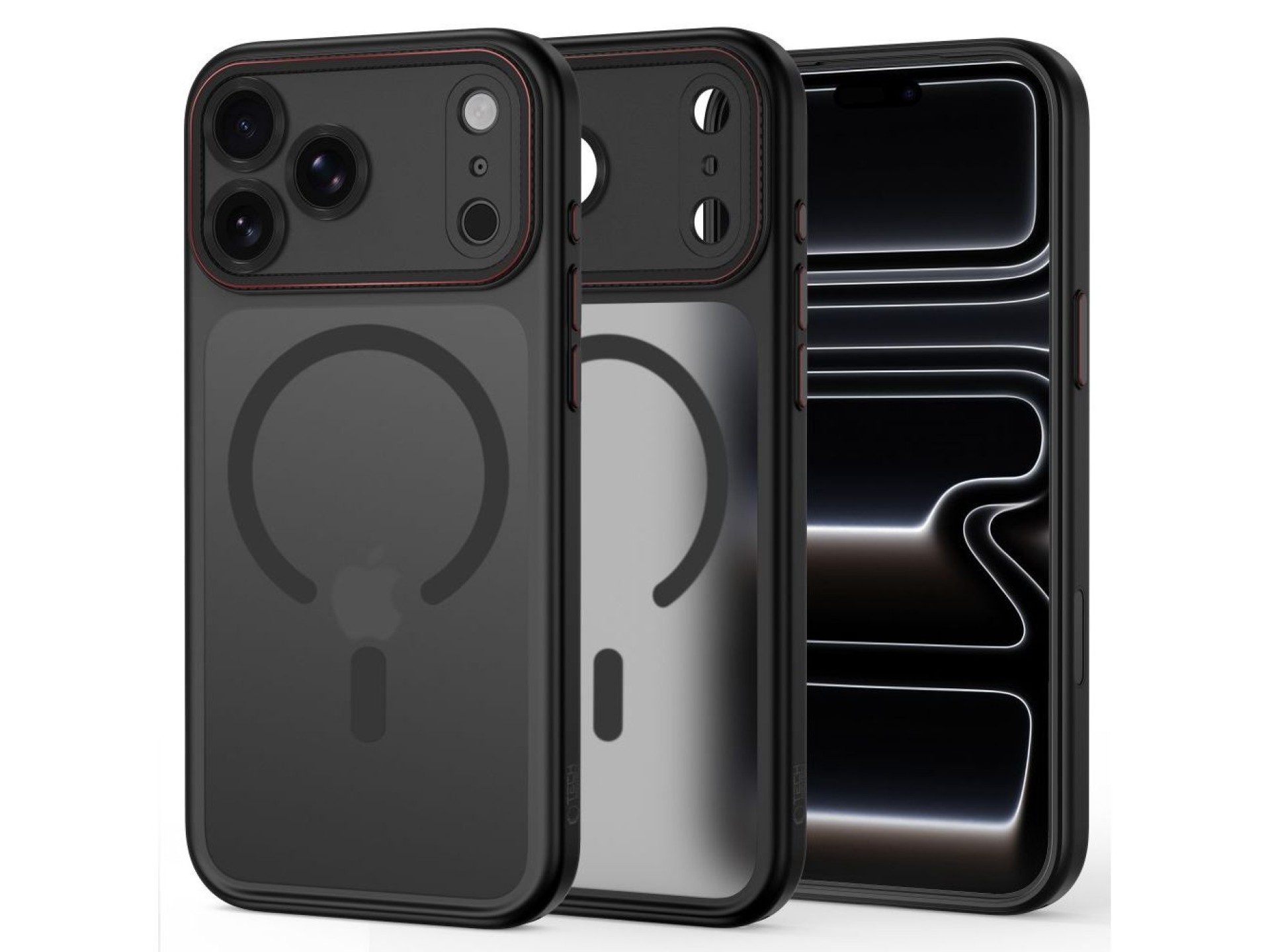 Funda Tech-Protect MagCam MagSafe para iPhone 18 Pro / 17 Pro - Negro mate y rojo