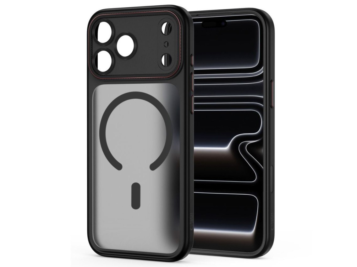 Funda Tech-Protect MagCam MagSafe para iPhone 18 Pro / 17 Pro - Negro mate y rojo