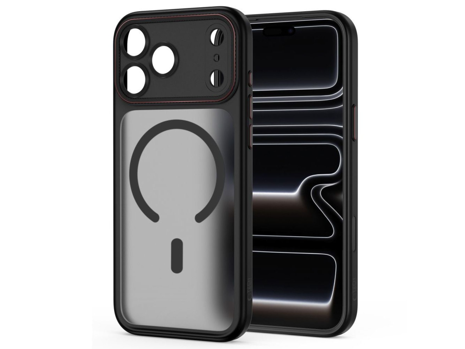 Funda Tech-Protect MagCam MagSafe para iPhone 18 Pro / 17 Pro - Negro mate y rojo