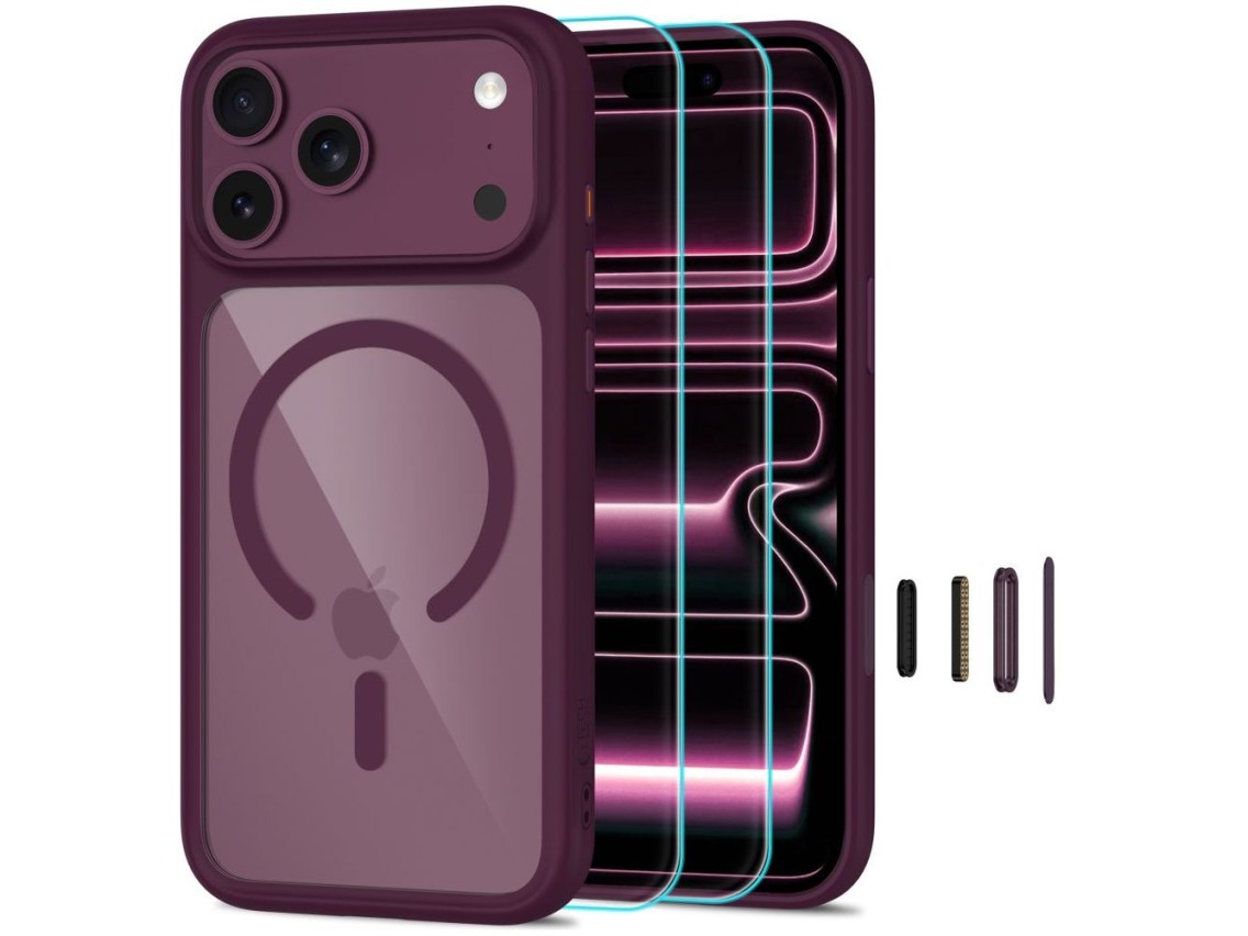 Tech-Protect MagOne CC MagSafe Case + Película de Vidro Temperado (2 unidades) para iPhone 18 Pro /