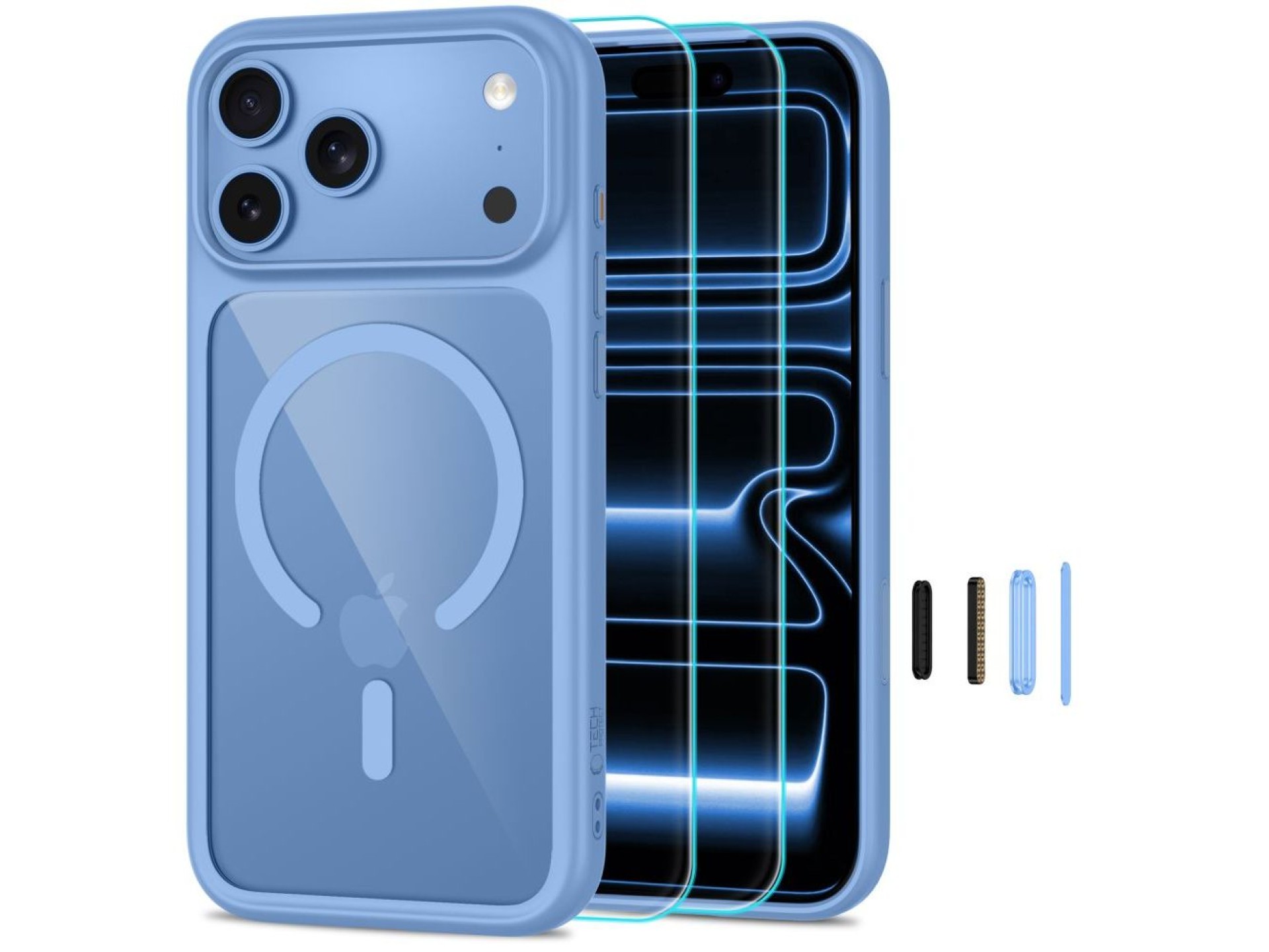 Tech-Protect MagOne CC MagSafe Case + Película de Vidro Temperado (2 unidades) para iPhone 18 Pro Ma