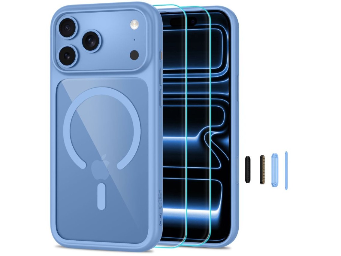Tech-Protect MagOne CC MagSafe Case + Película de Vidro Temperado (2 unidades) para iPhone 18 Pro Ma