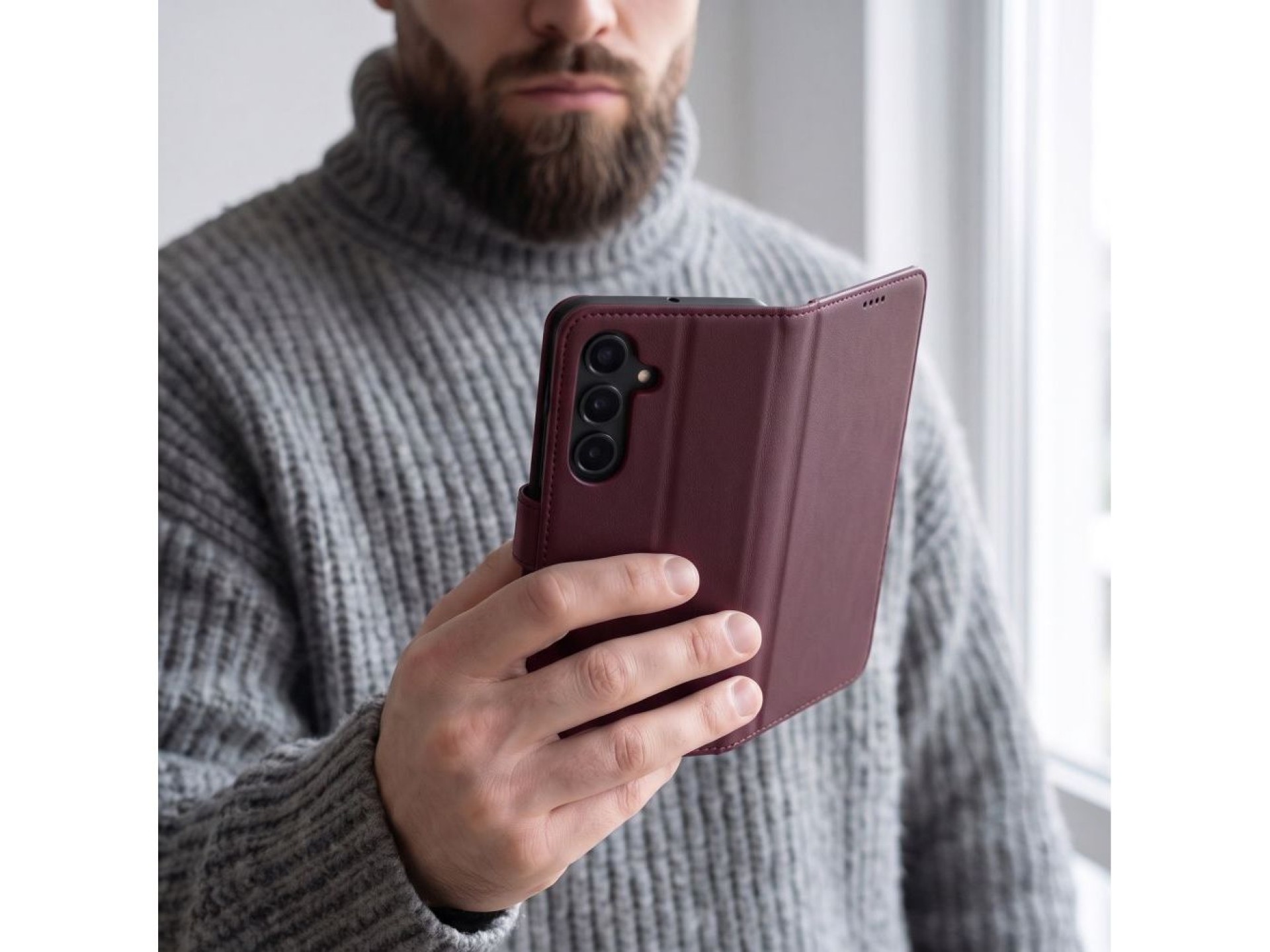 Capa carteira Tech-Protect para Samsung Galaxy S26 FE - Bordô