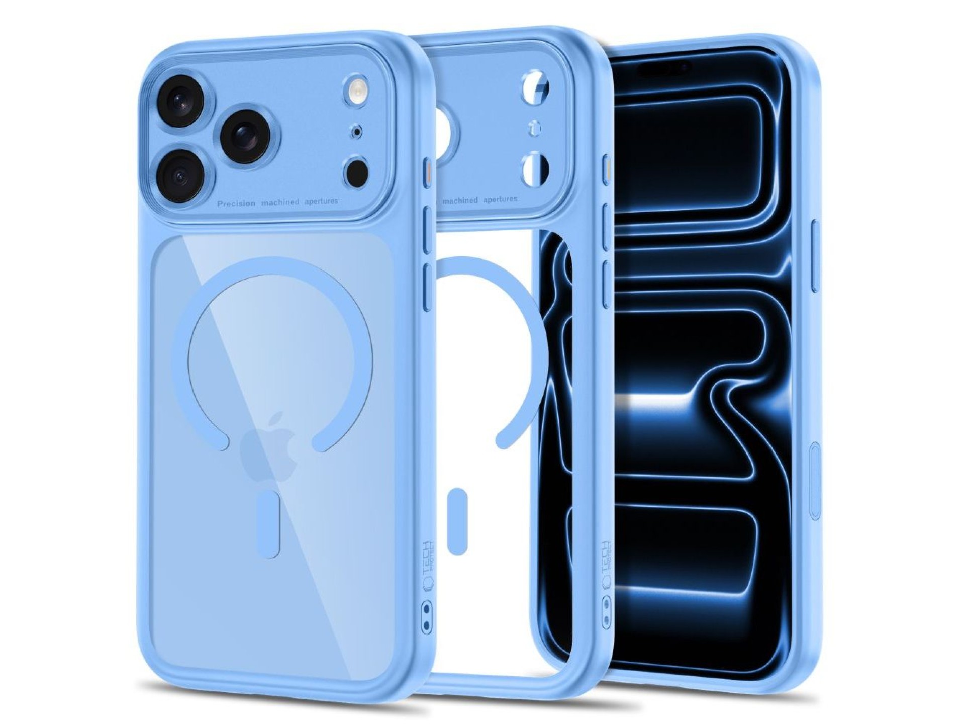 Capa Tech-Protect MagPeak MagSafe CC para iPhone 18 Pro / 17 Pro - Azul Transparente