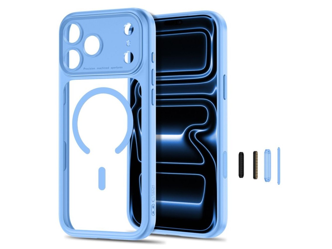 Capa Tech-Protect MagPeak MagSafe CC para iPhone 18 Pro / 17 Pro - Azul Transparente