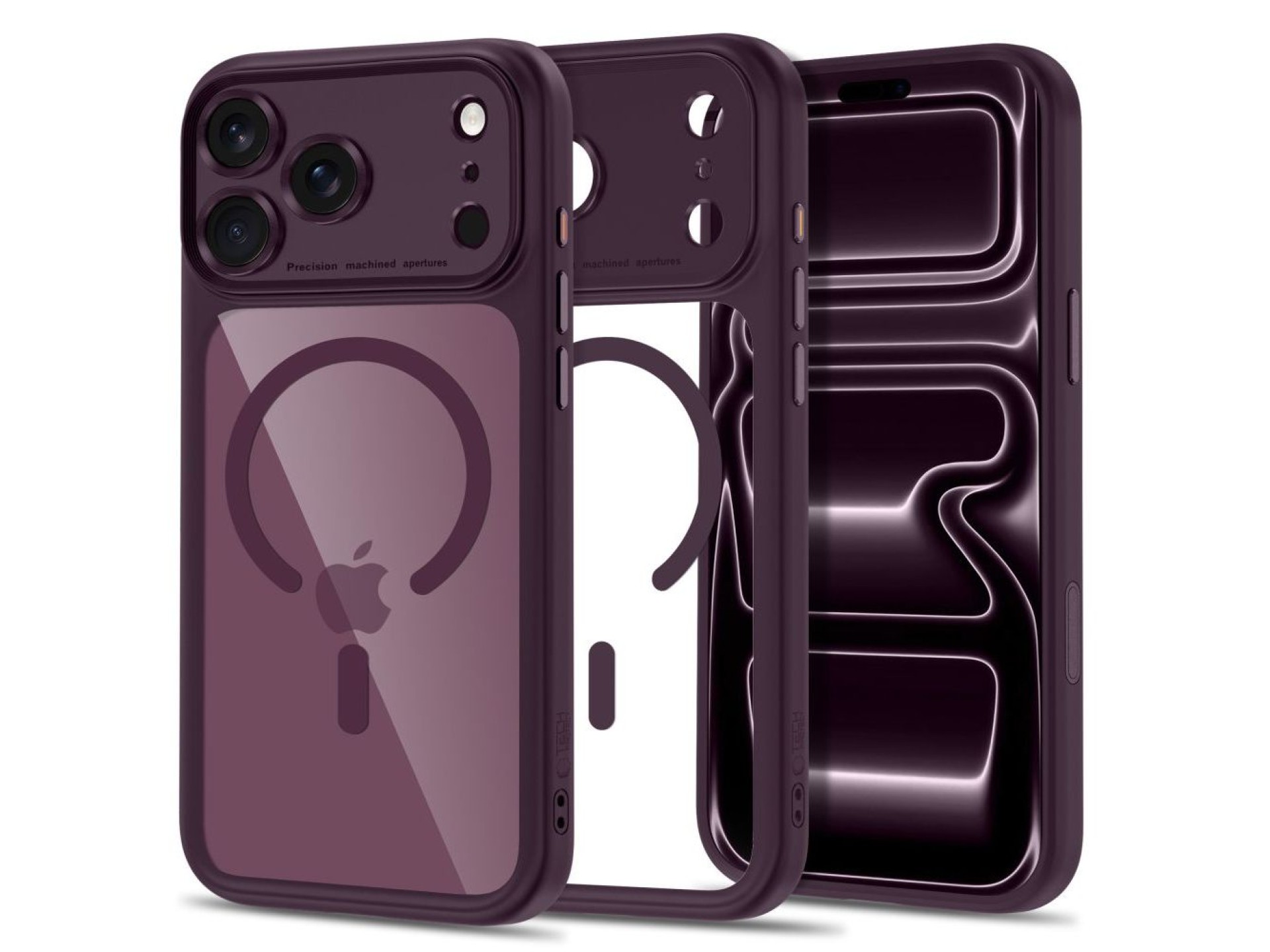 Tech-Protect MagPeak MagSafe CC Case for iPhone 18 Pro Max / 17 Pro Max - Clear Burgundy