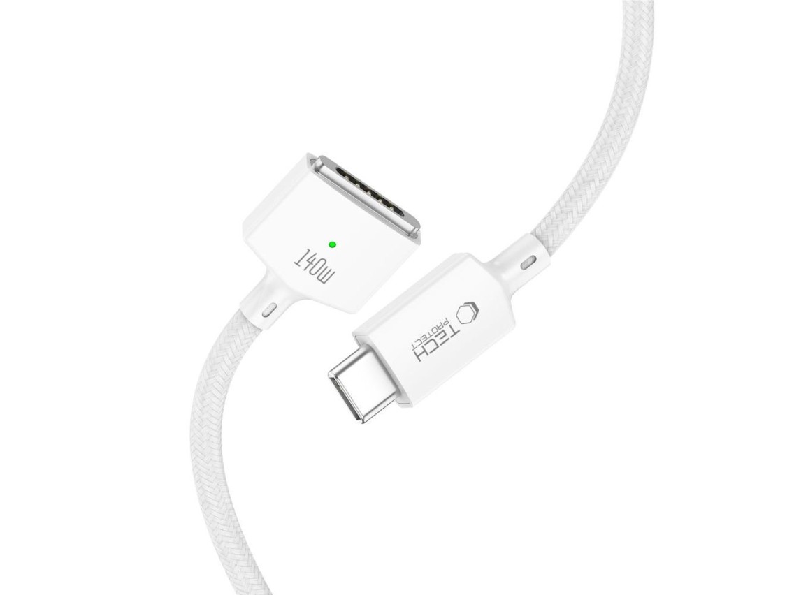Cabo Tech-Protect MMC01 Ultraboost USB-C / MagSafe 3 140W 300cm para MacBook - Branco