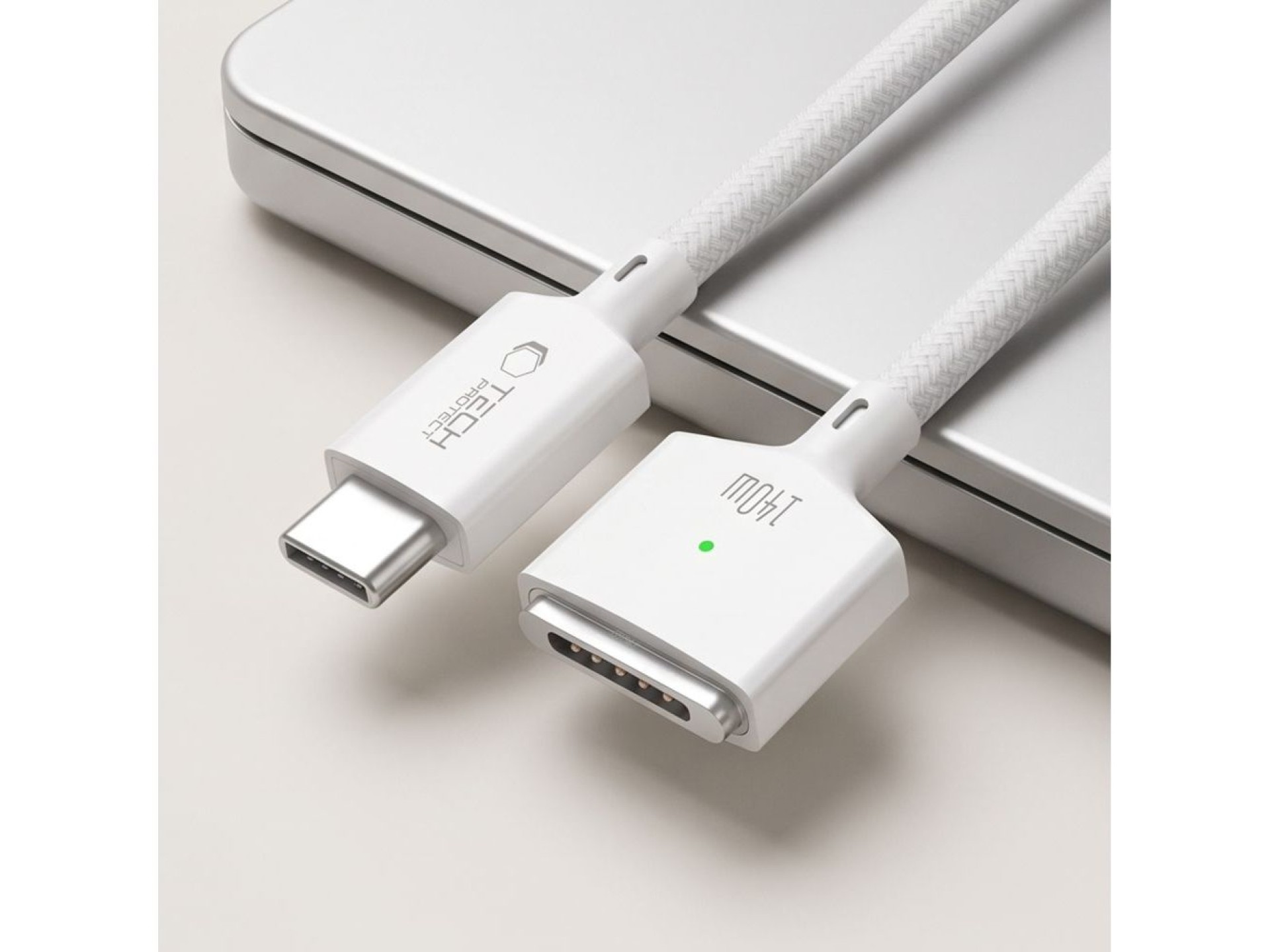 Cabo Tech-Protect MMC01 Ultraboost USB-C / MagSafe 3 140W 300cm para MacBook - Branco