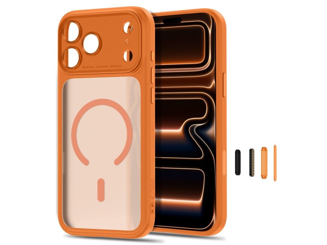 Tech-Protect MagPeak MagSafe CC case for iPhone 18 Pro / 17 Pro - matte orange