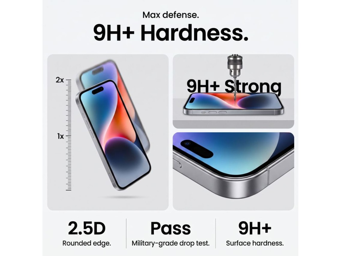 Protector de pantalla de vidrio templado Tech-Protect Quick Set+ (paquete de 2) para iPhone 18 Pro M