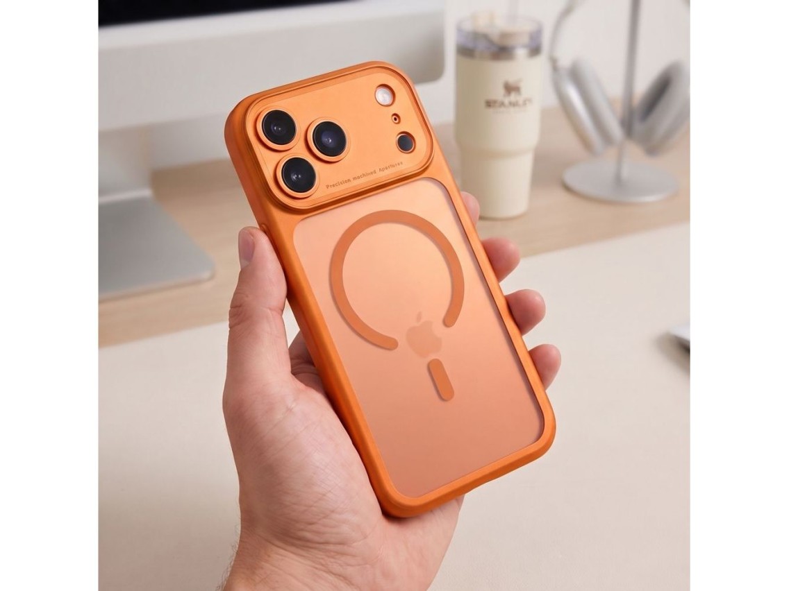 Tech-Protect MagPeak MagSafe CC case for iPhone 18 Pro / 17 Pro - matte orange