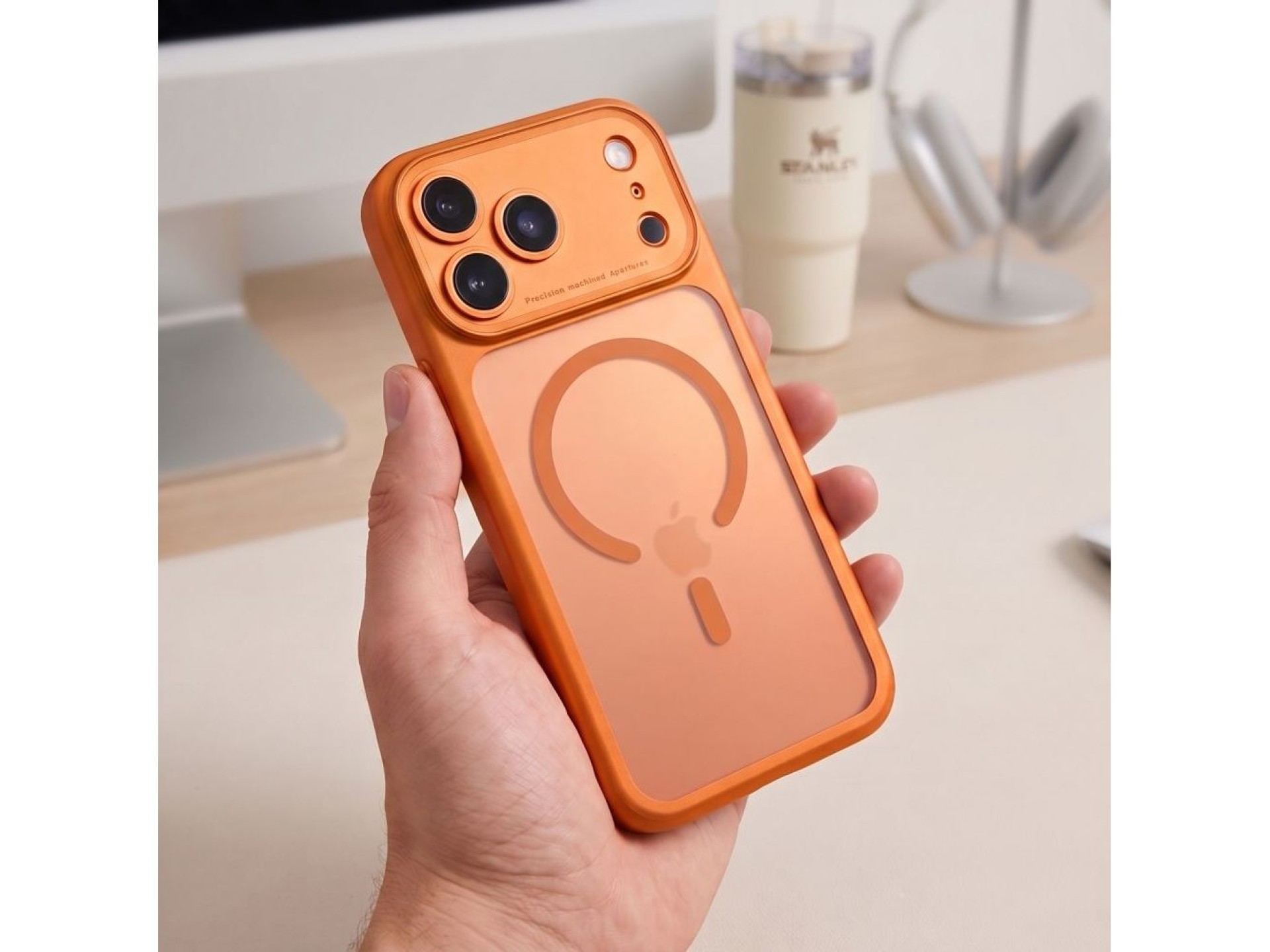 Tech-Protect MagPeak MagSafe CC case for iPhone 18 Pro / 17 Pro - matte orange