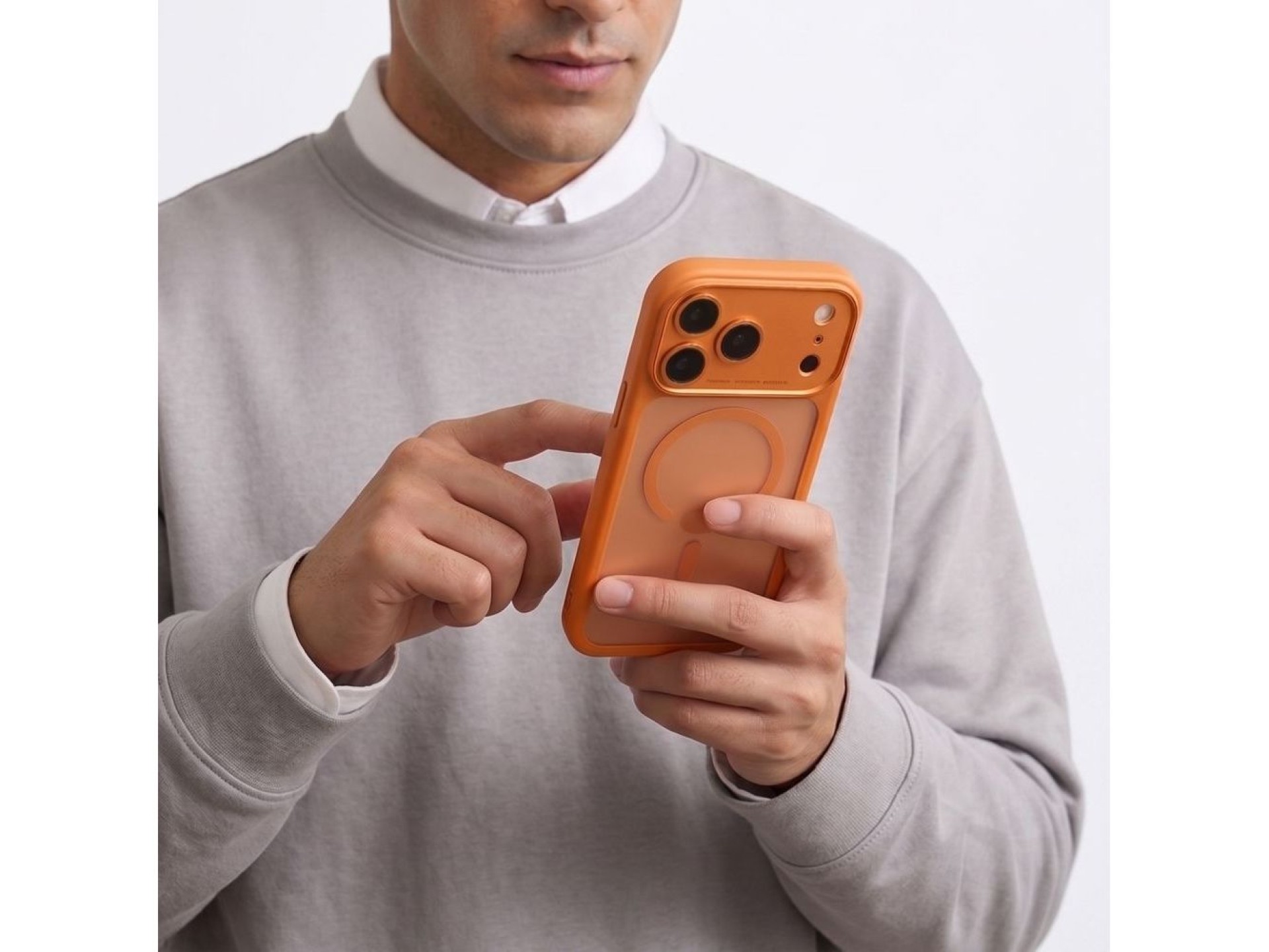 Tech-Protect MagPeak MagSafe CC case for iPhone 18 Pro / 17 Pro - matte orange