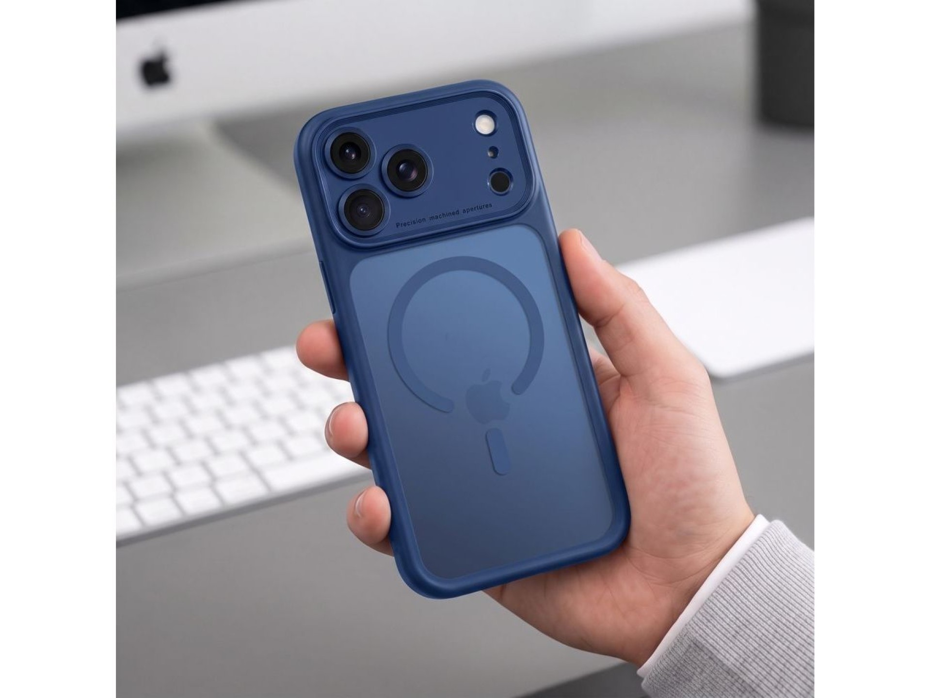 Tech-Protect MagPeak MagSafe CC Case for iPhone 18 Pro / 17 Pro - Matte Navy Blue