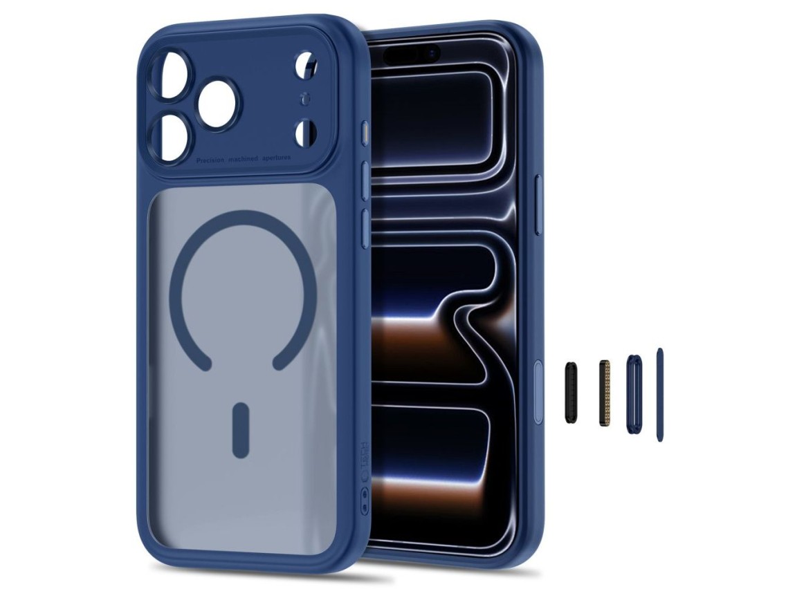 Tech-Protect MagPeak MagSafe CC Case for iPhone 18 Pro / 17 Pro - Matte Navy Blue