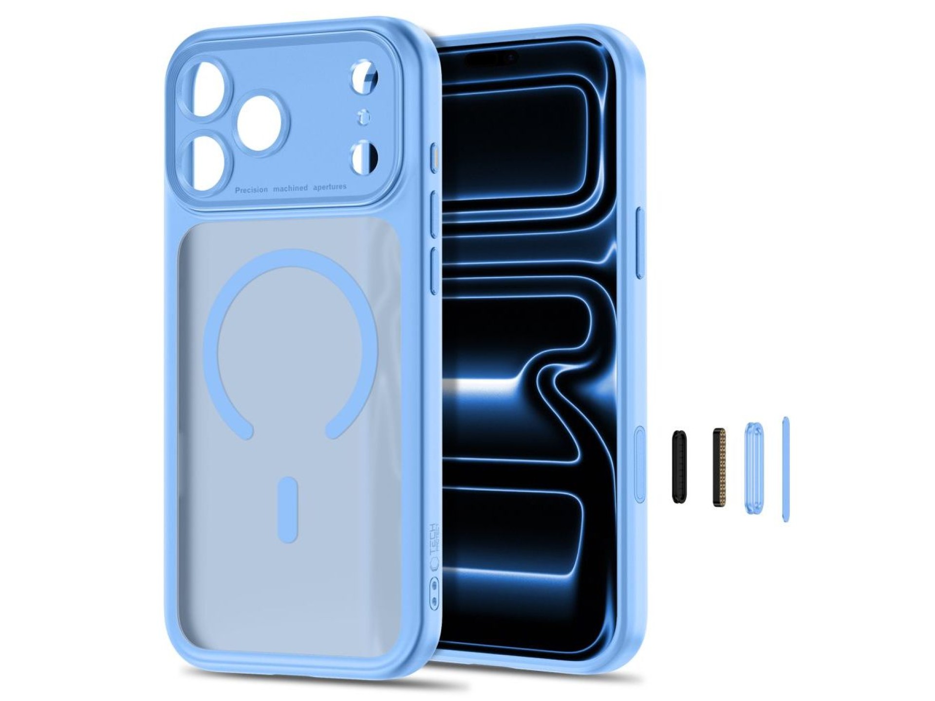 Tech-Protect MagPeak MagSafe CC Case for iPhone 18 Pro Max / 17 Pro Max - Light Blue Matte