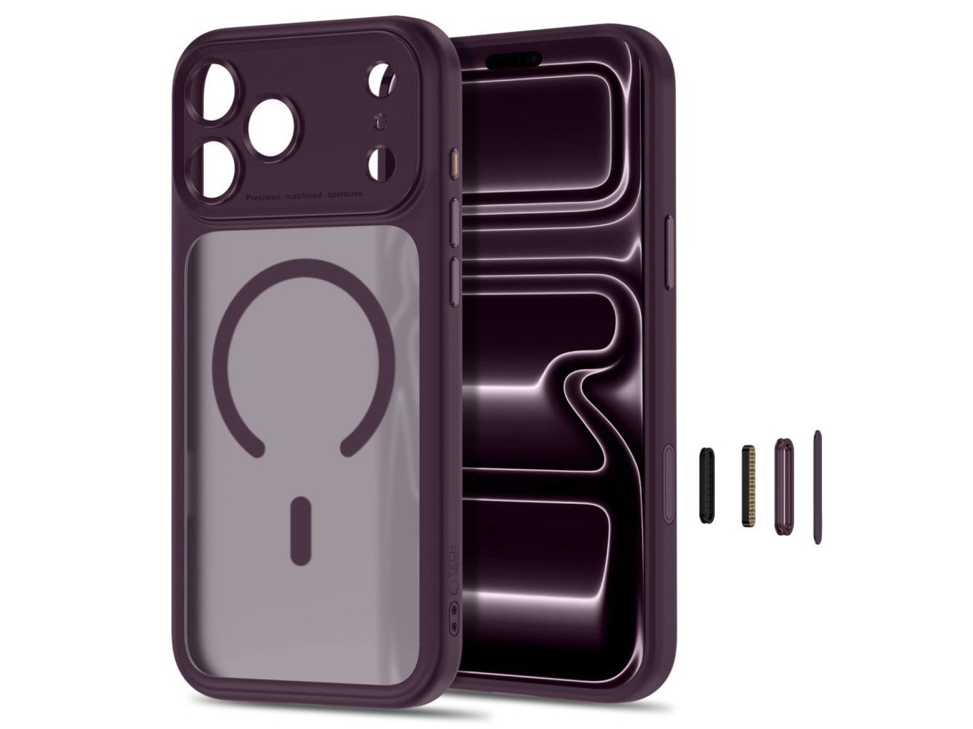 Capa Tech-Protect MagPeak MagSafe CC para iPhone 18 Pro Max / 17 Pro Max - Cereja Escura Fosca