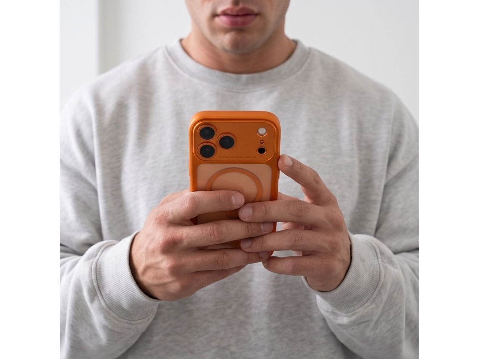 Capa Tech-Protect MagPeak MagSafe CC para iPhone 18 Pro / 17 Pro - Laranja Transparente