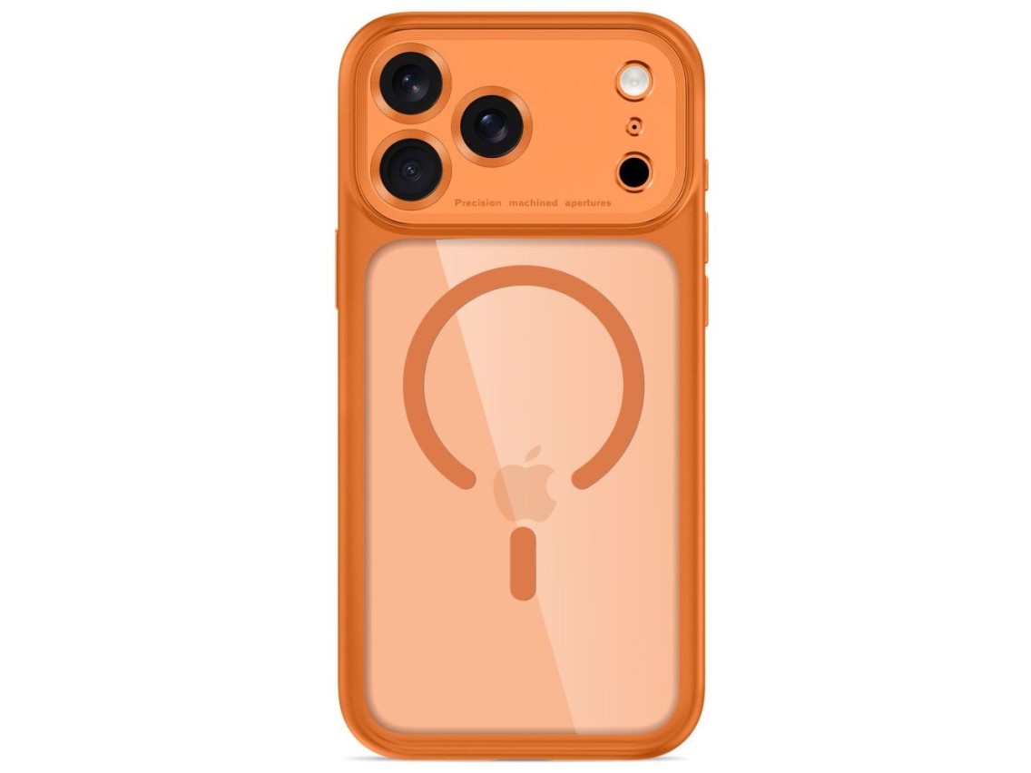 Capa Tech-Protect MagPeak MagSafe CC para iPhone 18 Pro / 17 Pro - Laranja Transparente