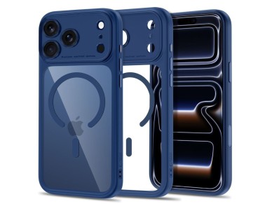 Funda Tech-Protect MagPeak MagSafe CC para iPhone 18 Pro Max / 17 Pro Max - Azul marino transparente