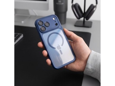 Funda Tech-Protect MagPeak MagSafe CC para iPhone 18 Pro Max / 17 Pro Max - Azul marino transparente