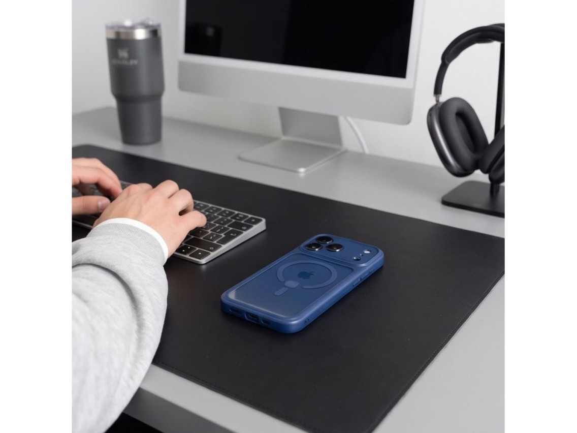 Capa Tech-Protect MagPeak MagSafe CC para iPhone 18 Pro Max / 17 Pro Max - Azul Marinho Transparente