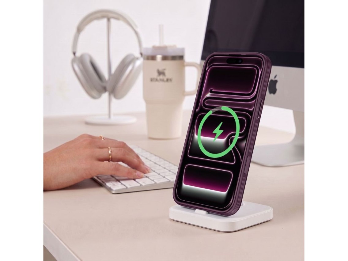 Estuche Tech-Protect MagPrime MagSafe CC para iPhone 18 Pro / 17 Pro - Cereza Oscuro Mate
