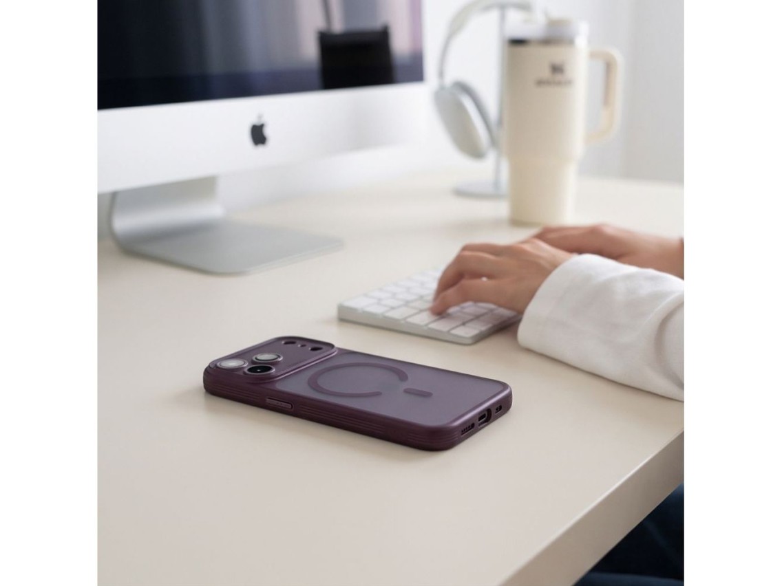 Estuche Tech-Protect MagPrime MagSafe CC para iPhone 18 Pro / 17 Pro - Cereza Oscuro Mate