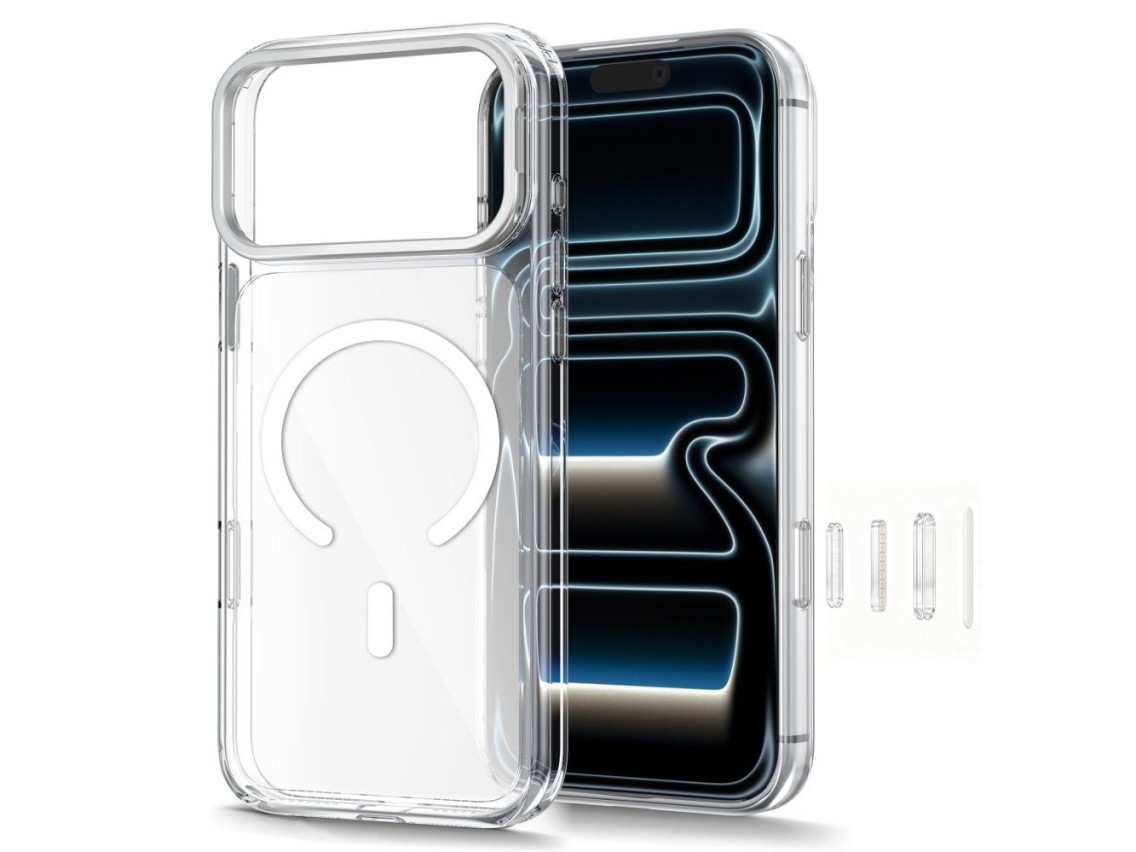 Funda Tech-Protect MagStand MagSafe CC para iPhone 18 Pro / 17 Pro - Transparente