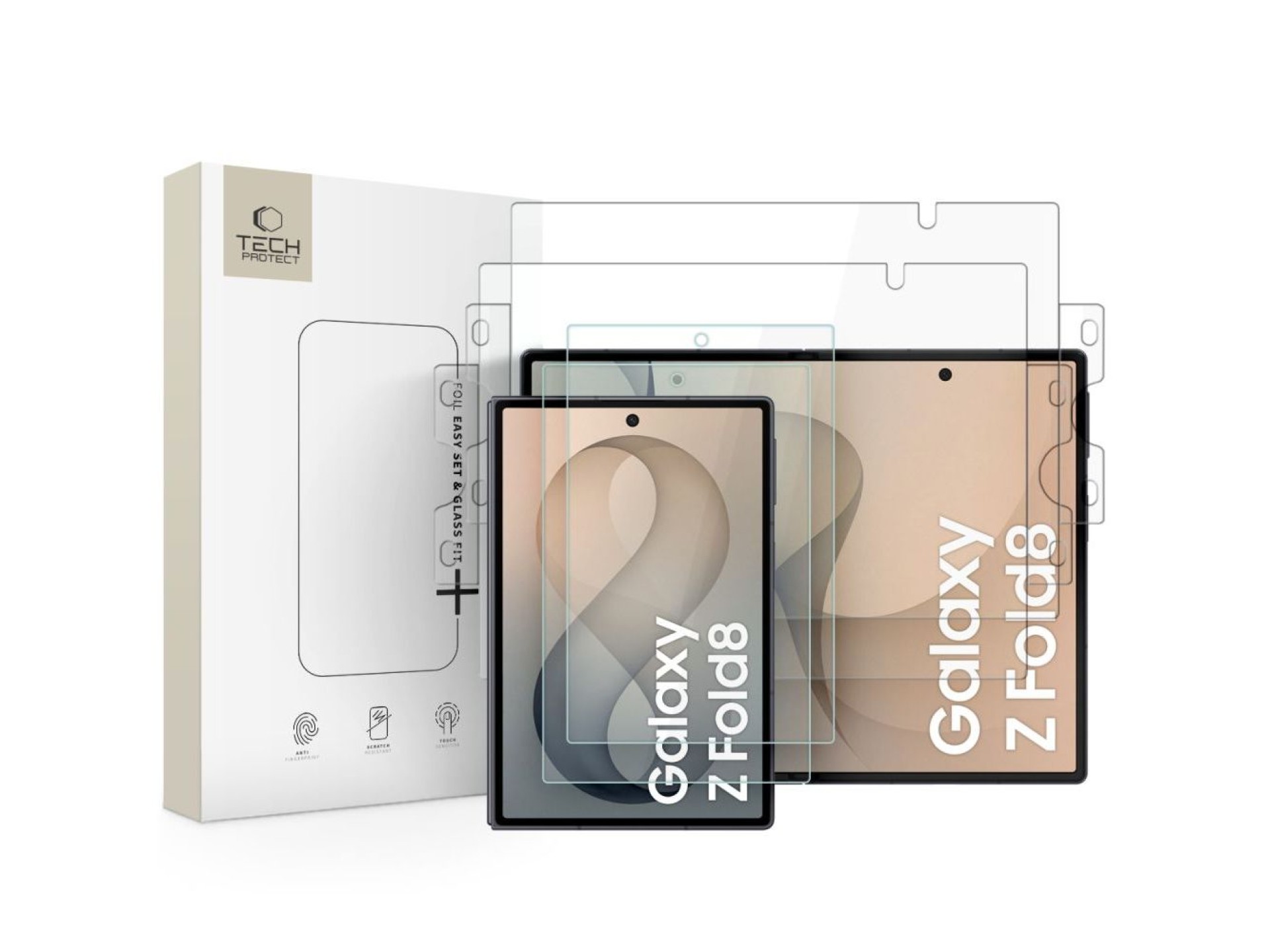 Tech-Protect Glass Fit+ 2-Pack tempered glass + Tech-Protect Hydro Flex+ 2-Pack hydrogel film - tran