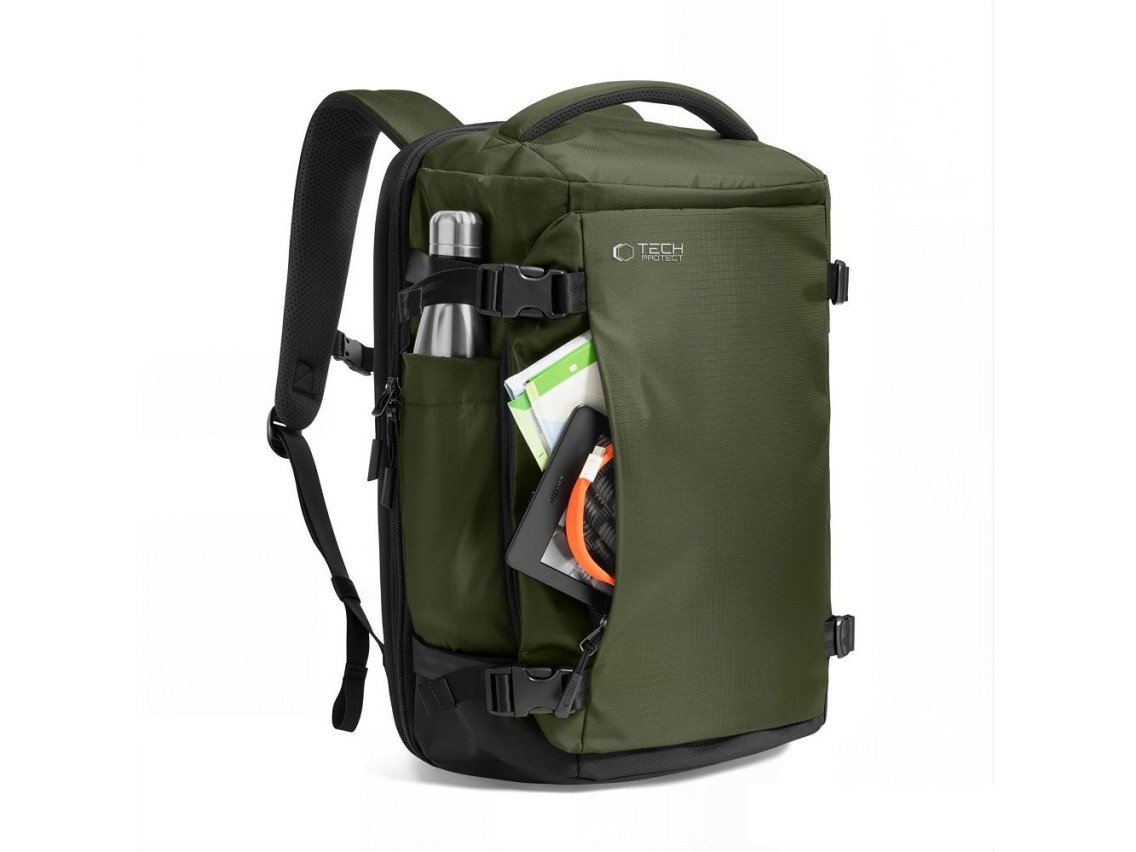 Mochila para portátil Tech-Protect Defender S70 RYANAIR & WIZZAIR de 24 L - Verde oscuro