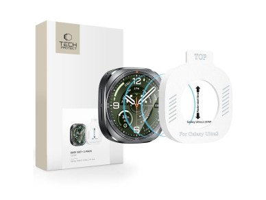 Kit com 2 películas de vidro temperado Tech-Protect Easy Set+ para Samsung Galaxy Watch Ultra 47mm Kit com 2 películas de vidro temperado Tech-Protect Easy Set+ para Samsung Galaxy Watch Ultra 47mm